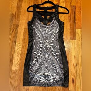 Black and Gray Patterned Women's Dress